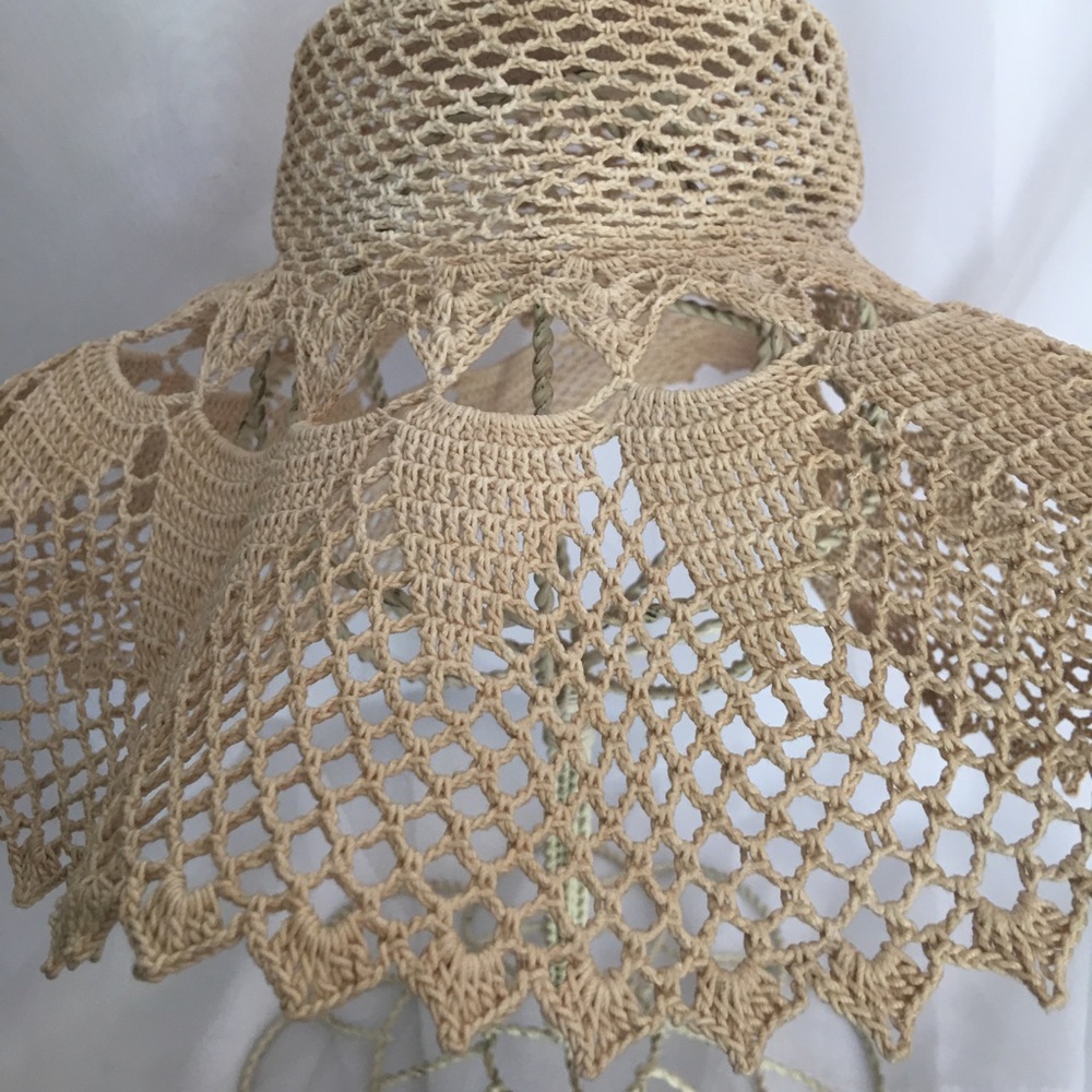 Vintage 1970s floppy ivory Sun hat Boho Festival - Picture 2 of 7